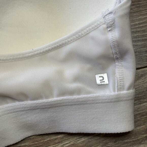 DOMYOS Size L Womens White Lined Wireless Pull On Racer Back Sports Bra - Picture 8 of 9